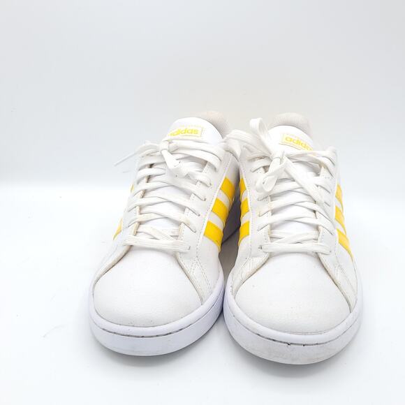 Adidas Grand Court White Yellow Stripe Superstar Casual EE9687 Womens size 9.5 - Picture 7 of 9